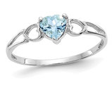 2/5 Carat (ctw) Light Aquamarine Heart Ring in 14K White Gold 