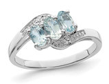 3/5 Carat (ctw) Aquamarine Three-Stone Ring in Sterling Silver