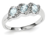 Three Stone Aquamarine Ring 3/5 Carat (ctw) in Sterling Silver