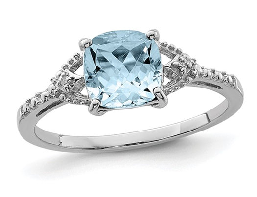 1.00 Carat (ctw)  Aquamarine Ring in Sterling Silver 