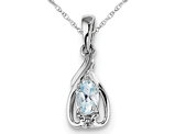 Sterling Silver Ultra-Liight Aquamarine Pendant Necklace with Chain (1/3 Carat)