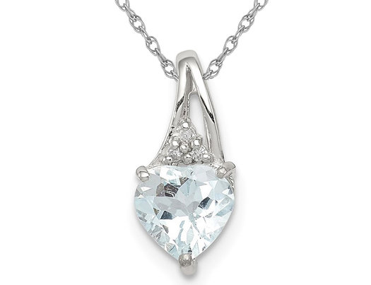 1/2 Carat (ctw) Aquamarine Heart Pendant Necklace in Sterling Silver with Chain