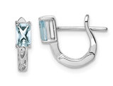 Sterling Silver Light Aquamarine Hinged Hoop Earrings 2/5 carat (ctw)