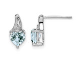 3/4 carat (ctw) Clear Light Aquamarine Heart Earrings in Sterling Silver