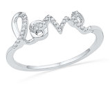 LOVE Promise Ring in 10K White Gold with Diamonds 1/12 Carat (ctw Color J-K Clarity I2-I3)