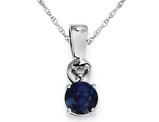 Sterling Silver Blue Sapphire Solitaire Pendant Necklace 1/2 Carat (ctw)