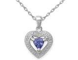 Sterling Silver Tanzanite Heart Pendant Necklace with Chian 1/3 Carat (ctw)