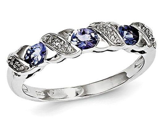 1/2 carat (ctw) Tanzanite Ring Band in Sterling Silver 