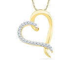 10K Yellow Gold Heart Pendant Necklace with Accent Diamonds 1/10 Carat (ctw)