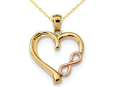 14K Yellow and Pink Gold Heart Infinity Pendant Necklace with Chain