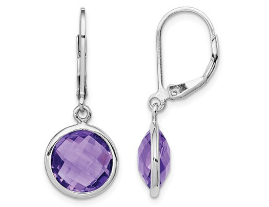 Sterling Silver Amethyst Drop Dangle Earrings 3/5 Carat (ctw)