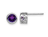 2/5 Carat (ctw) Amethyst Solitaire Earrings in Sterling Silver