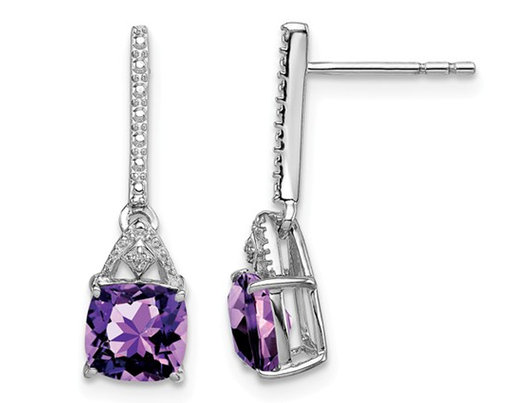 Sterling Silver Amethyst Drop Dangle Post Earrings 1.65 Carat (ctw)