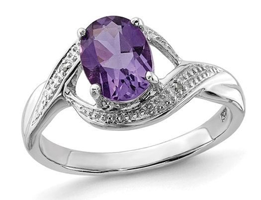 1.10 Carat (ctw) Oval-Cut5 Amethyst Ring in Sterling Silver