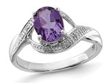 1.10 Carat (ctw) Oval-Cut5 Amethyst Ring in Sterling Silver