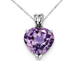 4.70 Carat (ctw) Amethyst Heart Pendant Necklace in Sterling Silver with chain