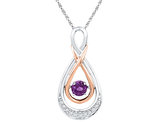 Lab Created Amethyst 1/5 Carat (ctw) and Diamond Infinity Pendant Necklace 10K White and Yellow Gold
