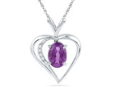 3/4 Carat (ctw) Lab-Created Amethyst Heart Pendant Necklace in Sterling Silver