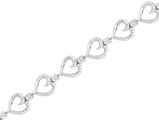 Sterling Silver Diamond Fahion Heart Bracelet 1/12 Carat (ctw G-H I2-I3)
