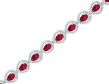 5.00 Carat (ctw) Lab Created Ruby Sterling Silver Bracelet with Diamonds