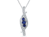 1/2 Carat (ctw) Lab-Created Sapphire Three Stone Infinity Pendant Necklace in Sterling Silver with Accent Diamonds