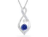 Lab Created Blue Sapphire 5/8 Carat (ctw) Infinity Pendant Necklace in 10K White Gold with Diamonds 1/10 (ctw)