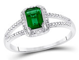 1.50 Carat (ctw) Lab-Created Emerald Ring in Sterling Silver