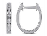 1/4 Carat (ctw H-I, I2-I3) Princess Cut Channel Set Diamond Hoop Earrings in Sterling Silver