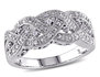 Braided Sterling Silver Ring with Diamonds 1/8 Carat (ctw)