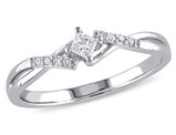 Princess Cut Diamond Engagement Promise Ring 1/7 Carat (ctw H-I I2-I3 ) in 10k White Gold