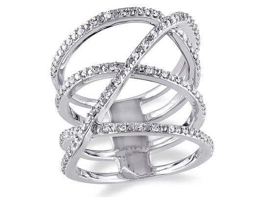 Diamond Crossover Fashion Cocktail Ring 1/5 Carat (ctw H-I I2-I3) in Sterling Silver