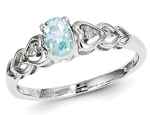 2/5 Carat (ctw) Aquamarine Heart Promise Ring in Sterling Silver