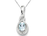 Sterling Silver Genuine Aquamarine Infinity Pendant Necklace with Chain 1/2 Carat  (ctw)