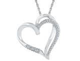 1/10 Carat (ctw) Diamond Heart Pendant Necklace in Sterling Silver with Chain