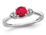 1/2 Carat (ctw) Lab-Created Ruby Ring in Sterling Silver with Accent Diamonds