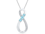 Lab Created Blue Topaz Infinity Pendant Necklace 1/4 Carat (ctw) in Sterling Silver with Accent Diamonds