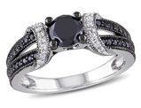 1.00 Carat (ctw) Black & White Diamond Engagement Ring in Sterling Silver