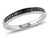 1/10 Carat (ctw) Black Diamond Wedding Band Ring in Sterling Silver with Black Rhodium