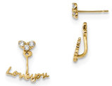 14K Yellow Gold LOVE YOU Front and Back Two Style Earrings