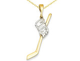 14K Yellow Gold Polished Hockey Stick Pendant Necklace with Chain