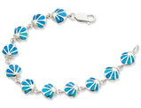 Sterling Silver Lab-Created Blue Opal Sea Shell 7 Inch Bracelet