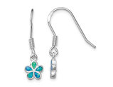 Lab-Created Blue Opal Flower Earrings in Sterling Silver