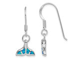 Lab-Created Blue Opal Dolphin Tail Shepherd Hook Earrings in Sterling Silver