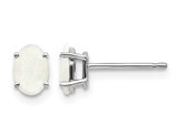 3/5 carat (ctw) Natural Opal Solitaire Stud Earrings in 14K White Gold
