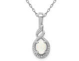 1/3 Carat (ctw) Lab-Created Opal Pendant Necklace in Sterling Silver with Chain