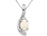 Natural Opal Pendant Necklace 1/3 Carat (ctw) in 14K White Gold with Chain