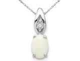 Natural Opal Pendant Necklace 1/3 Carat (ctw) in 14K White Gold with Chain