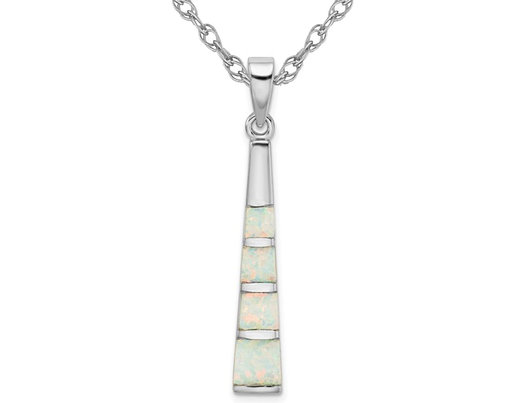 Lab-Created Opal Pendant Necklace in Sterling Silver with Chain