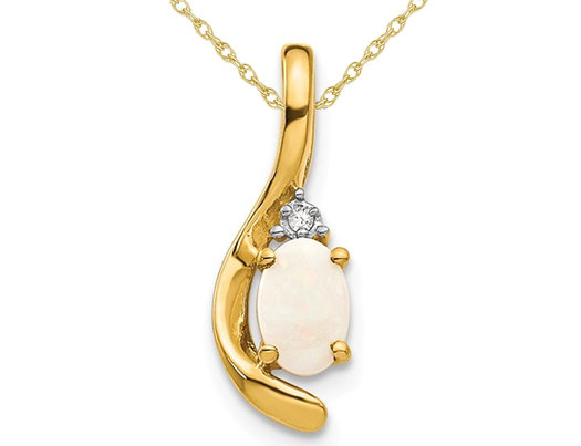 Natural Opal Pendant Necklace 1/3 Carat (ctw) in 14K Yellow Gold with Chain
