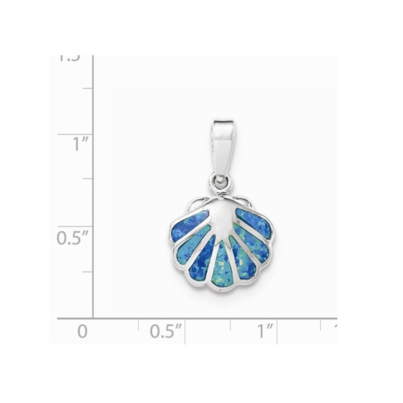 Lab Created Blue Opal Sea Shell Pendant Necklace in Sterling